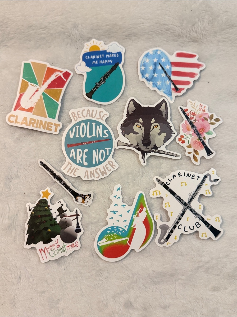 💜 CLARINET PLAYERS ROCK!!! Clarinet Pack of 10 Stickers